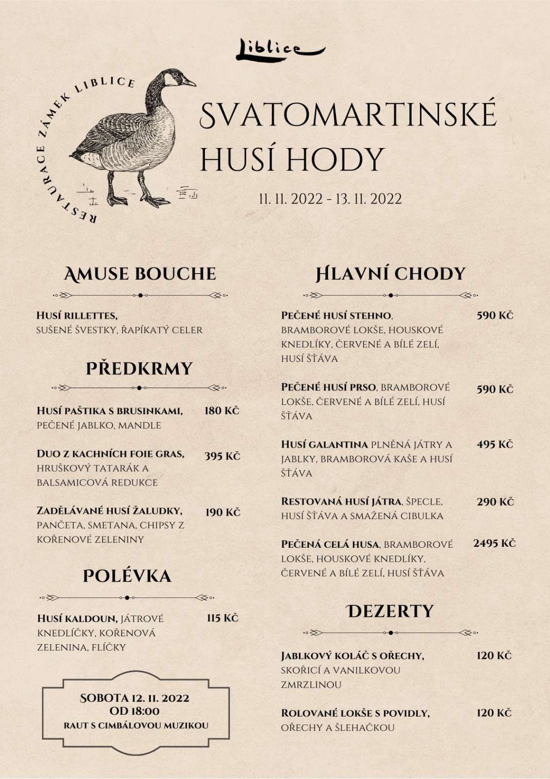 Menu husy 2022